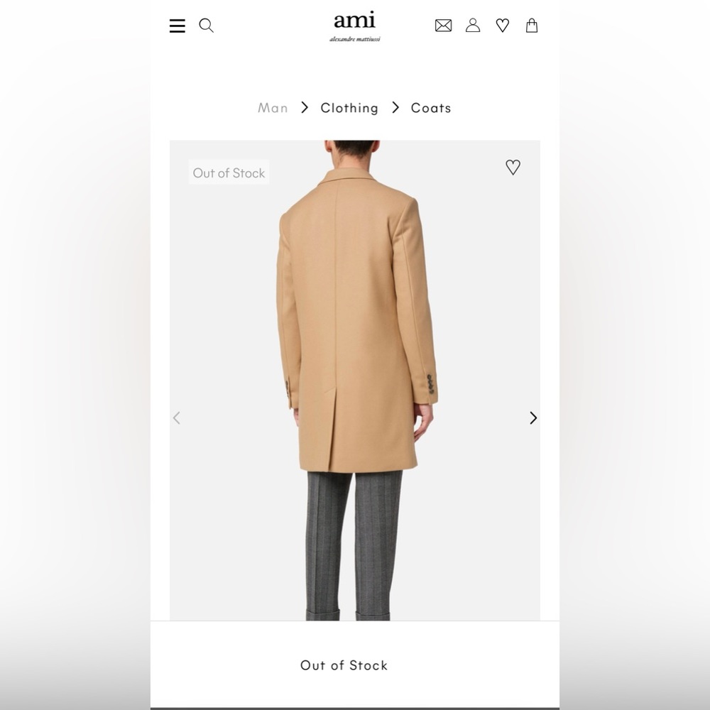 AMI Paris Alexandre Mattiussi - virgin wool camel coat (size M / size 50 French)